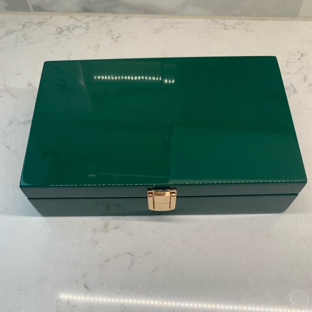 NWOT J. Crew Forest Green Domino Set with Gold Accents - Picture 2 of 5